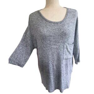 PHILOSOPHY Grey Brushed Knit Front Pocket 3/4 Sleeve Top Size XS